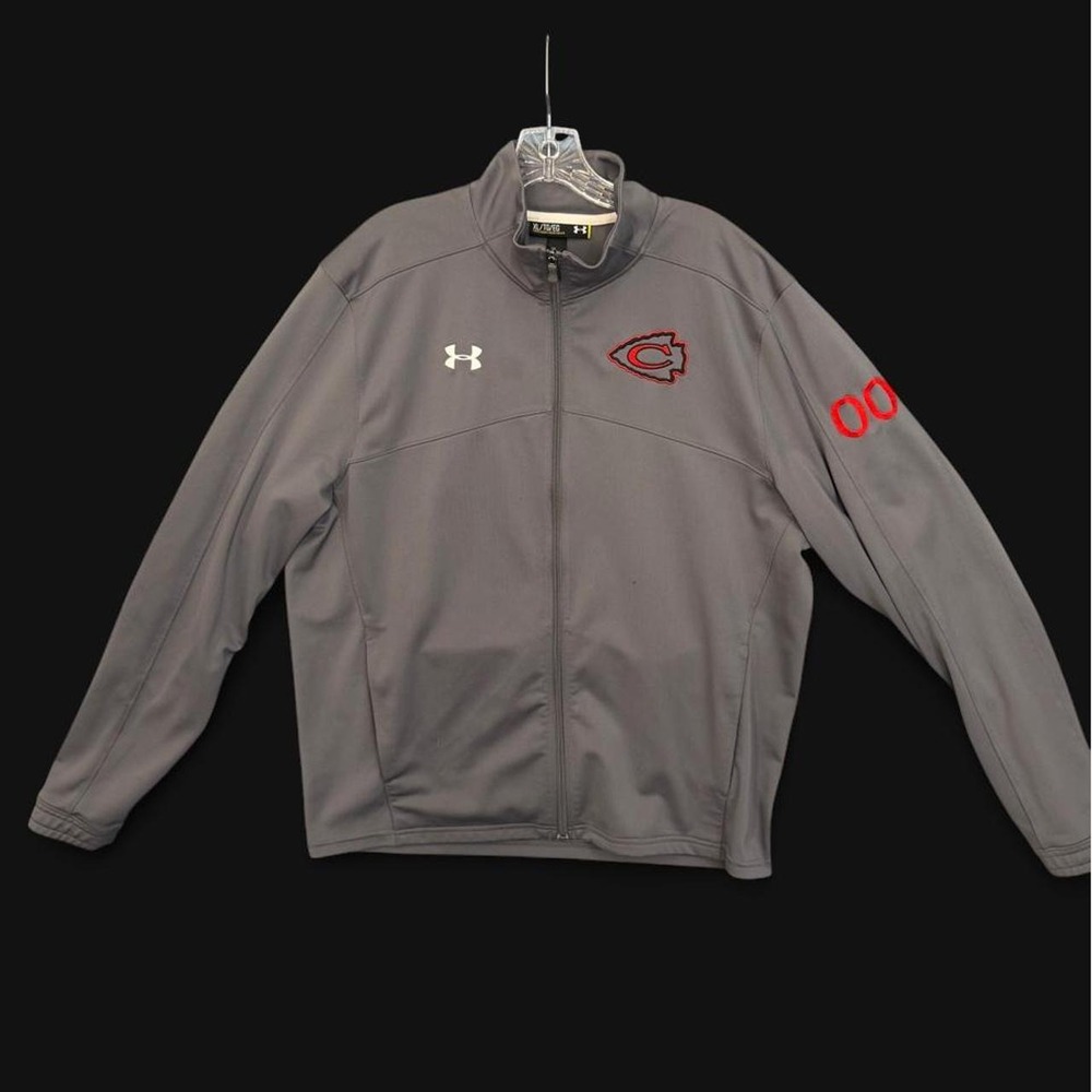 Under Armour Mens XL Gray Full Zip Team Warm Up Track Jacket Chiefs Arrowhead